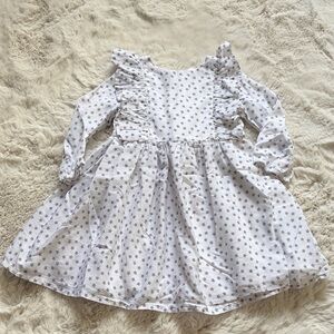 Pippa & Julie White 100% Cotton Starry Dress with Ruffles 12 months
